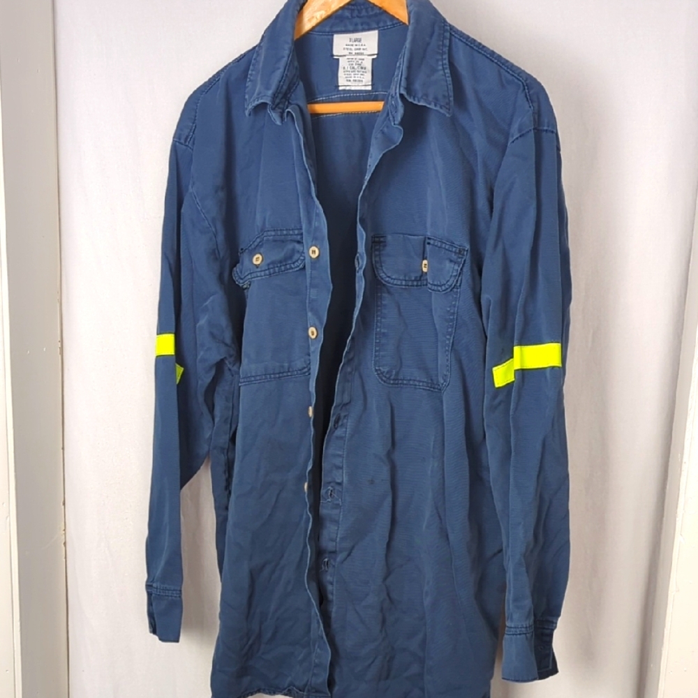 STEEL GRIP Men's Flame Resistant Reflective Stripe Workwear Shirt